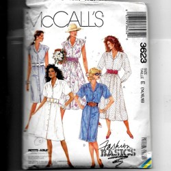 3623 MCCALLS 1988 BUTTON COLLAR SLEEVES OR NOT STRAIGHT -FLARE DRESS PATTERN 8-12